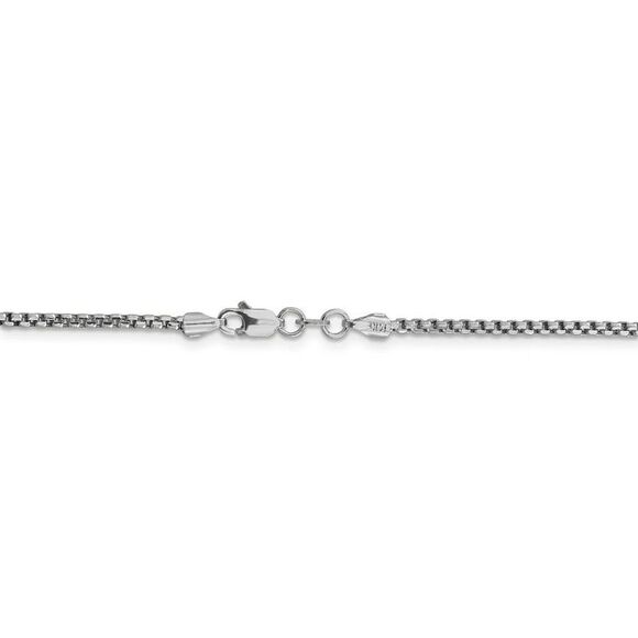 1.75mm 14k White Gold Hollow Round Box Chain Necklace, 28 Inch - Picture 3 of 7